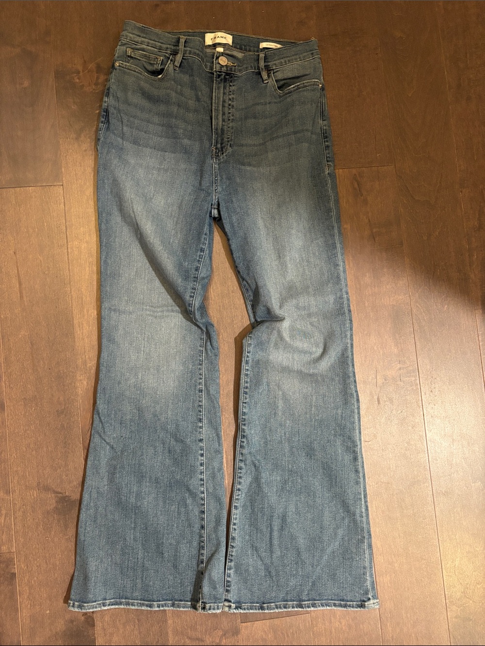 Frame Denim Women's Mid-Blue High-Rise Le Easy Flare Jeans